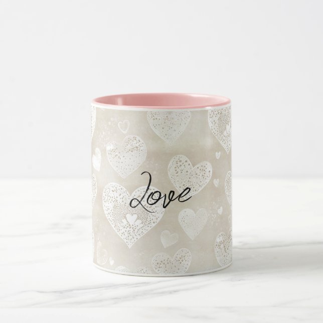 Mug Romantic Cream Hearts (Centre)