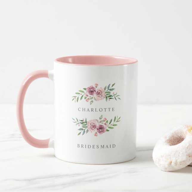 Mug Romantic Pink Garland for Bridesmaids (Avec donut)