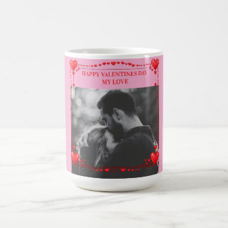 Mug Romantic Red Heart Frame Custom Photo Valentine 