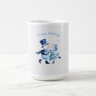 Mug Romantic Snowman Dance - Vintage Winter Holidays