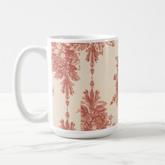 Mug, Romantic Tapestry in Red Coffee Mug (Left)
