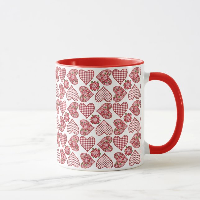 Mug Romantique, Coeurs sur Arrière - plan blanc (Droite)