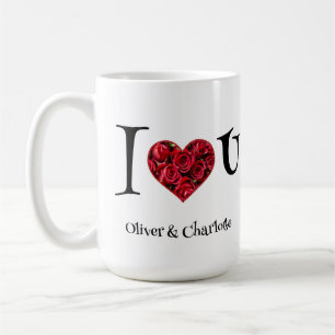 Mug Romantique Floral Coeur Rouge Roses Valentine