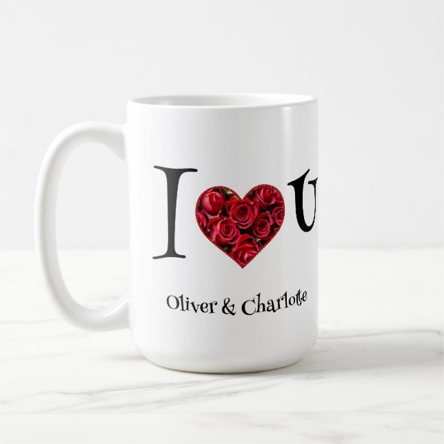 Mug Romantique Floral Coeur Rouge Roses Valentine (Gauche)