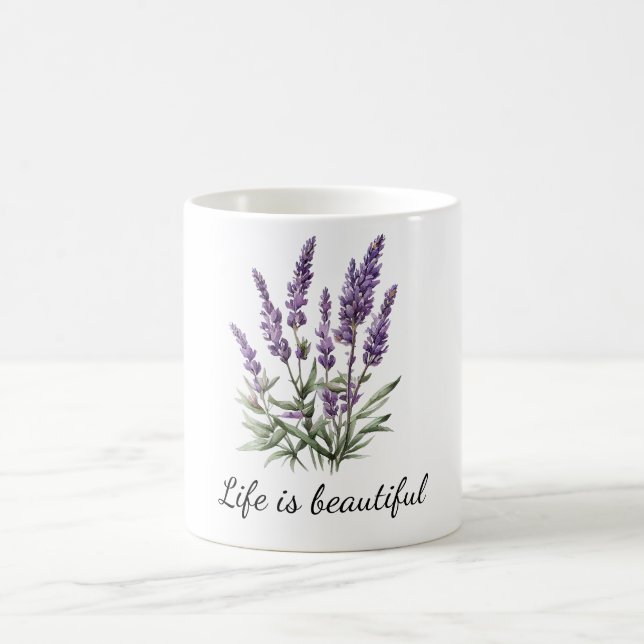 Mug Romantique Gris Violet Lavande Florale (Centre)