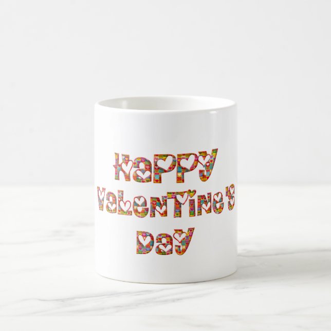 Mug Romantique Happy Valentine Love Hearts Typographie (Centre)