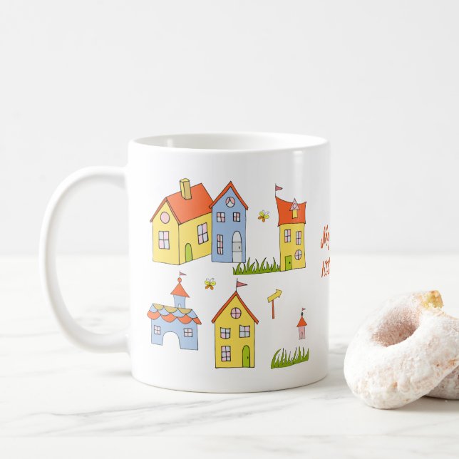 Mug Romantique Ma jolie petite ville Minimaliste Café (Avec donut)