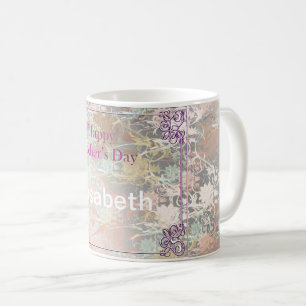 Mug romantique, or, teal, watercolor, chic, floral