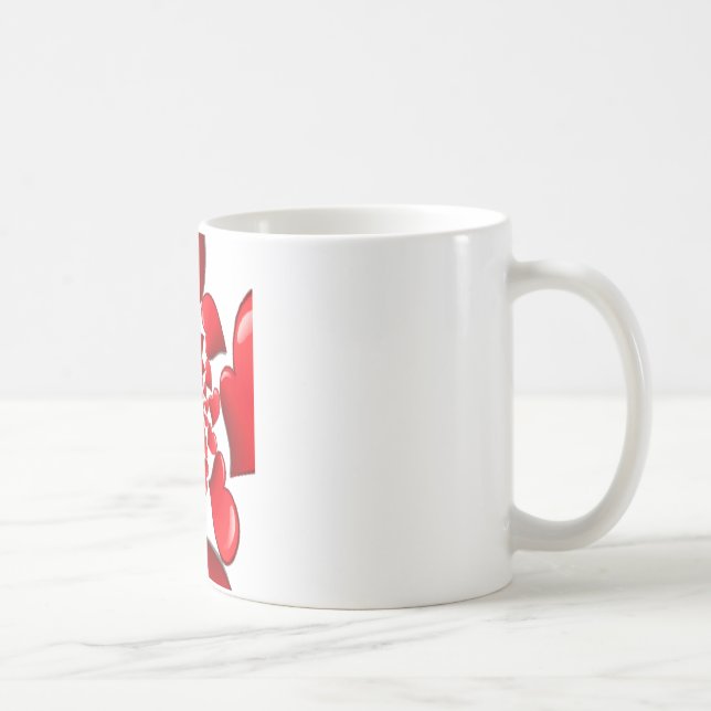 Mug Romantique Red Hearts Art Motif Imprimer (Droite)