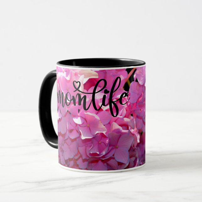 Mug Romantique rose floral élégant hydrangeas (Devant gauche)