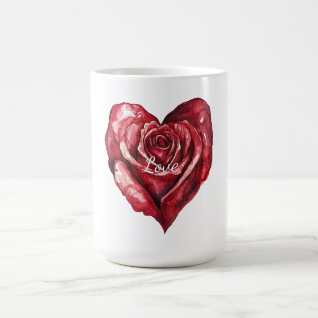 Mug Romantique Rose rouge coeur floral (Centre)