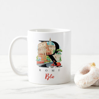 Mug Rome Italy Monogram Letter R Personalized Gift