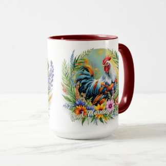 Mug Rooster d'été souriant et coloré personnalisable