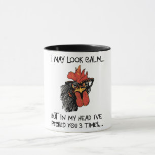 Mug Rooster Drôle/ Je Vous Ai Pecté Trois Fois