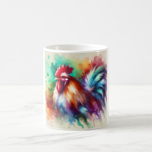 Mug Rooster in Watercolor Art 170724AREF138 - Watercol (Centre)