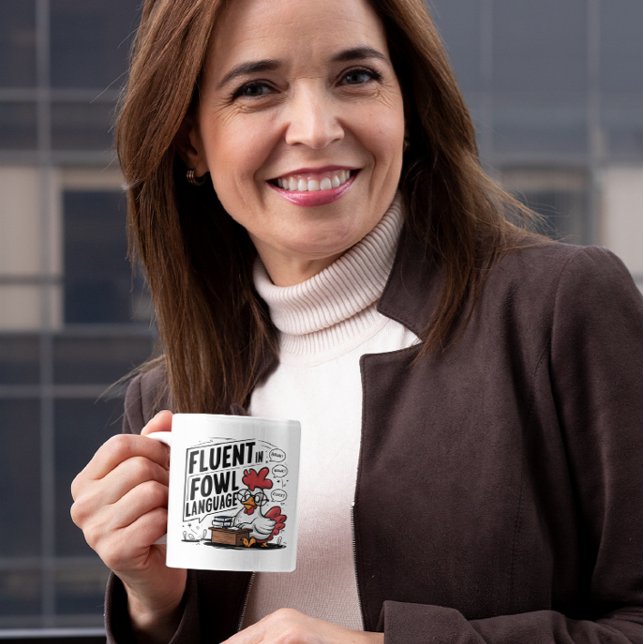 Mug Rooster porter des lunettes Fluent dans la langue  (Créateur téléchargé)