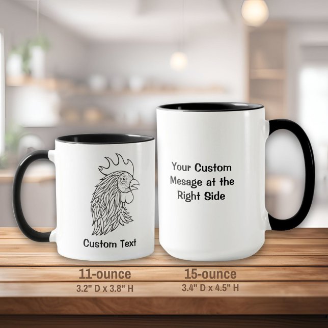 Mug Rooster's Head Line Art (Créateur téléchargé)