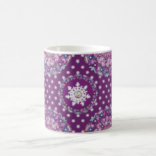 Mug Rosace rouge cardinale et flocon de neige