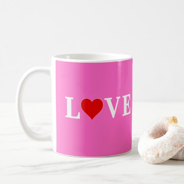 Mug Rose AMOUR Romantique Élégant (Avec donut)