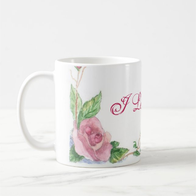 Mug Rose aquarelle (Gauche)