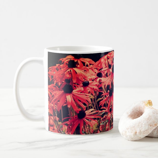 Mug Rose Black Eyed Susan Floral Art (Avec donut)