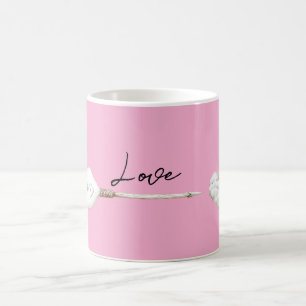 Mug Rose Blanc Coeur Cloud Flèche d'amour