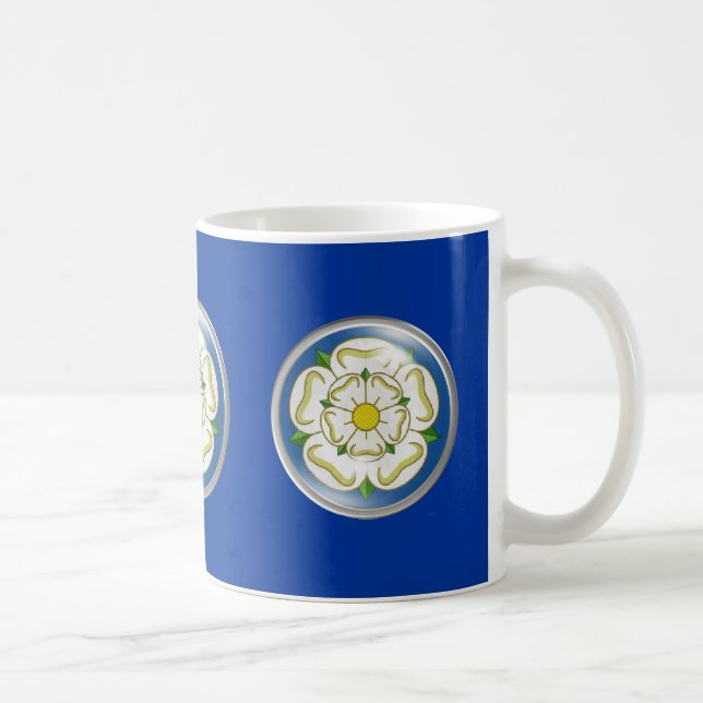 Mug Rose blanc de drapeau de Yorkshire (Droite)