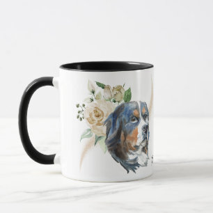 Mug Rose blanche Bouquet Bernese Mountain Dog
