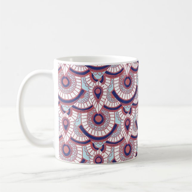 Mug Rose, bleu et blanc Musique géométrique (Gauche)
