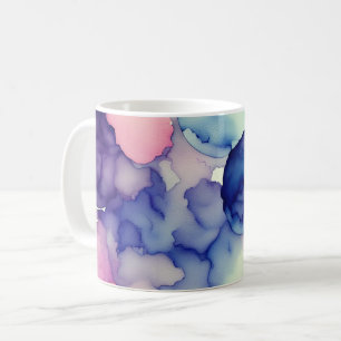 Mug Rose bleu violet Aquarelle peinture Fusion