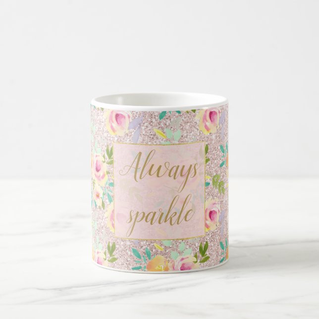 Mug Rose Blush Faux Parties scintillant Étincelle Flor (Centre)