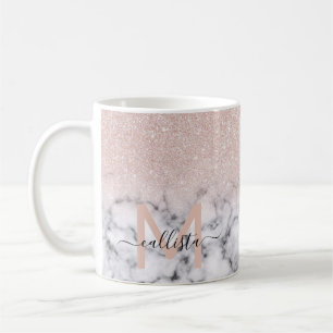 Mug Rose brillant Parties scintillant or  Marbre Ombre