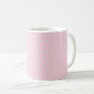 Mug Rose Clair Points Rond Bleu Gris Clair
