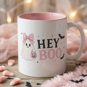 Mug Rose Coquette Hey Boo Fantôme Halloween Mignon