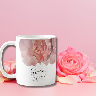 Mug Rose de corail moderne Floral Groom Mariage