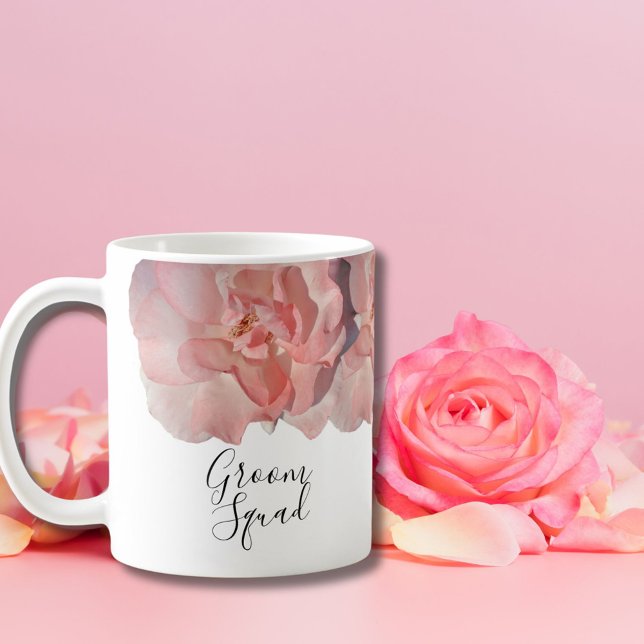 Mug Rose de corail moderne Floral Groom Mariage (Créateur téléchargé)