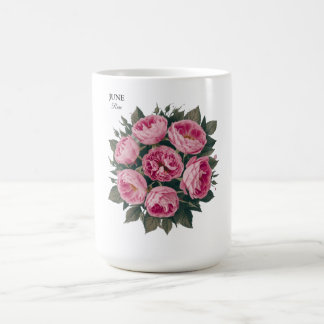 Mug Rose de juin : Fleur d'anniversaire personnalisée