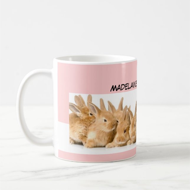Mug Rose de lapins de Pâques personnalisé (Gauche)