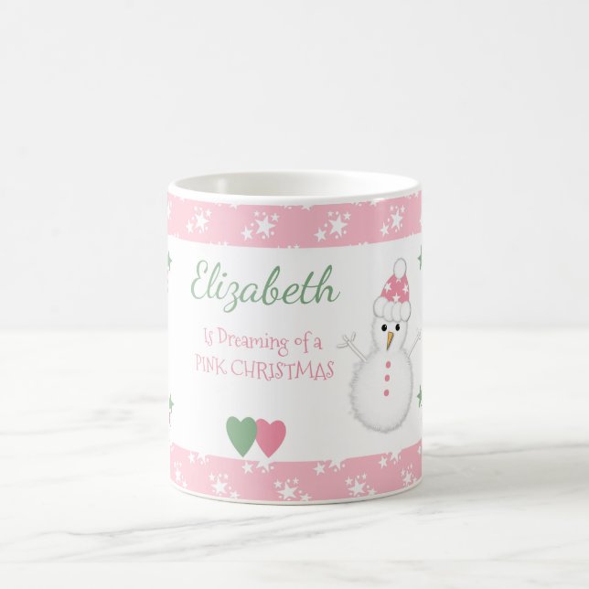 Mug Rose de Noël avec bonhomme de neige (Centre)