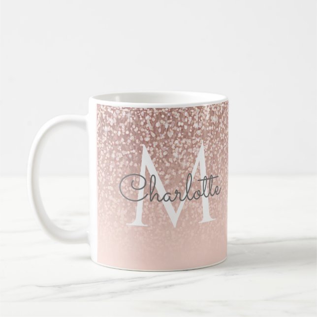 Mug Rose de script fille Parties scintillant or rose p (Gauche)