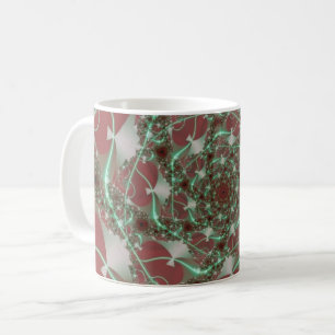Mug Rose Enveloppement d'art fractal rouge et vert