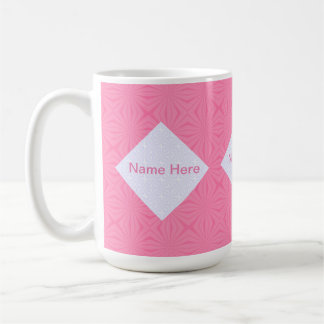 Mug Rose et blanc doux Carrés brillants Monogrammes