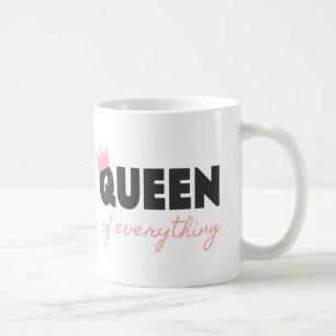 Mug Rose et gris foncé Reine de tout Conception de tex