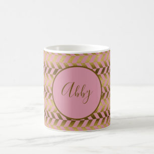 Mug Rose et Or en Chevron Personnalisé