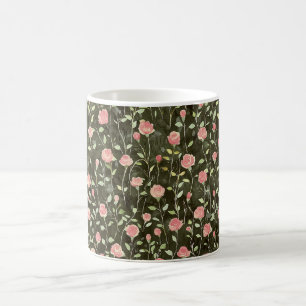 Mug Rose Floral Black Pink  