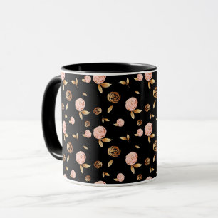 Mug Rose Floral Gold