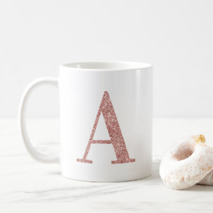Mug Rose Gold Faux Paillettes Monogramme A
