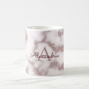 Mug Rose Gold Foil Parties scintillant en marbre rose 