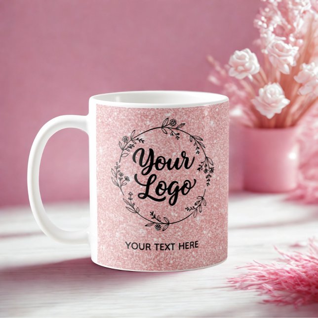 Mug Rose Gold Glitter QR Code Website Marketing (Créateur téléchargé)