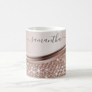 Mug Rose Gold Nom manuscrit Parties scintillant Sparkl